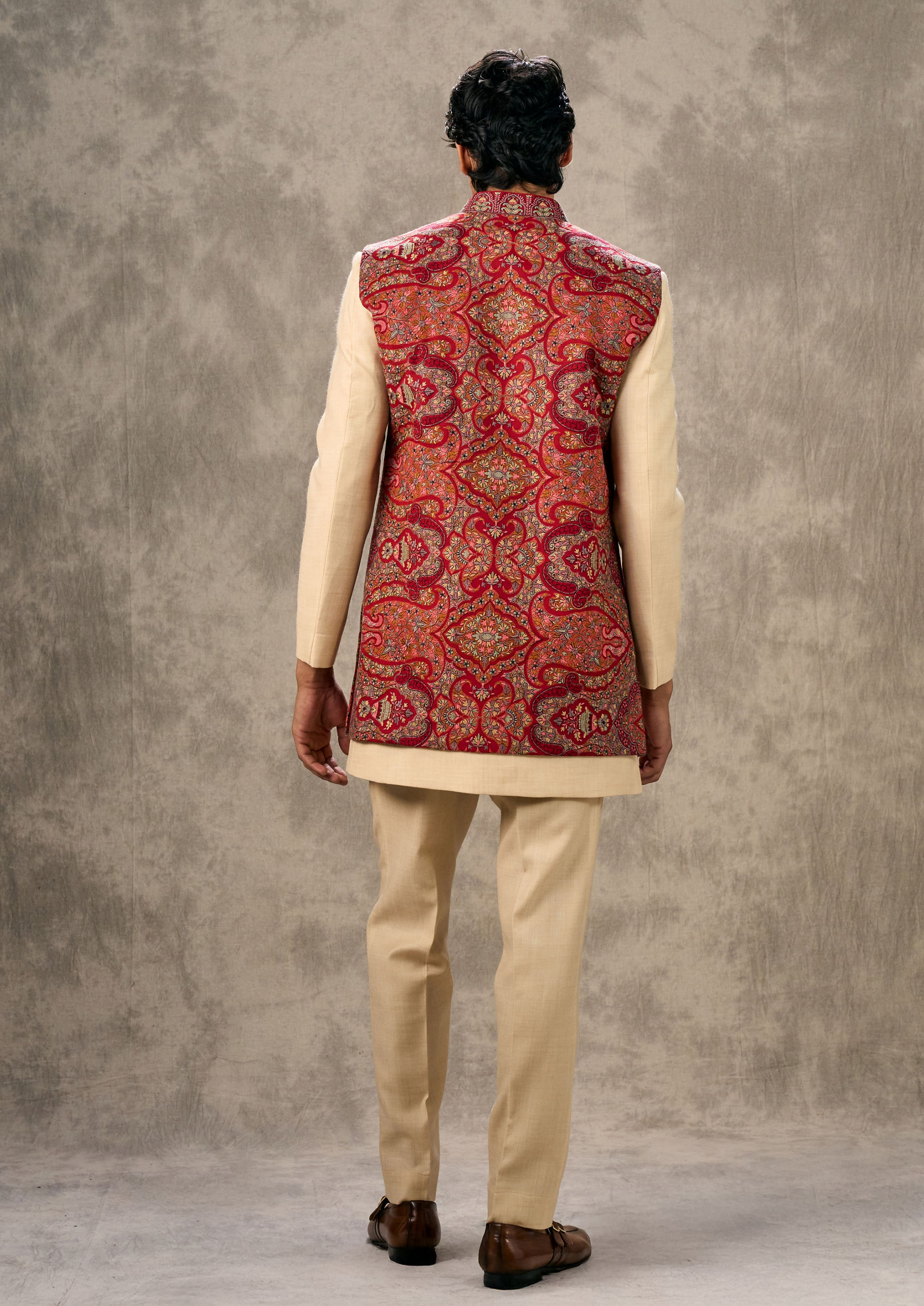 Twamev Men Beige Elegance Indo Western