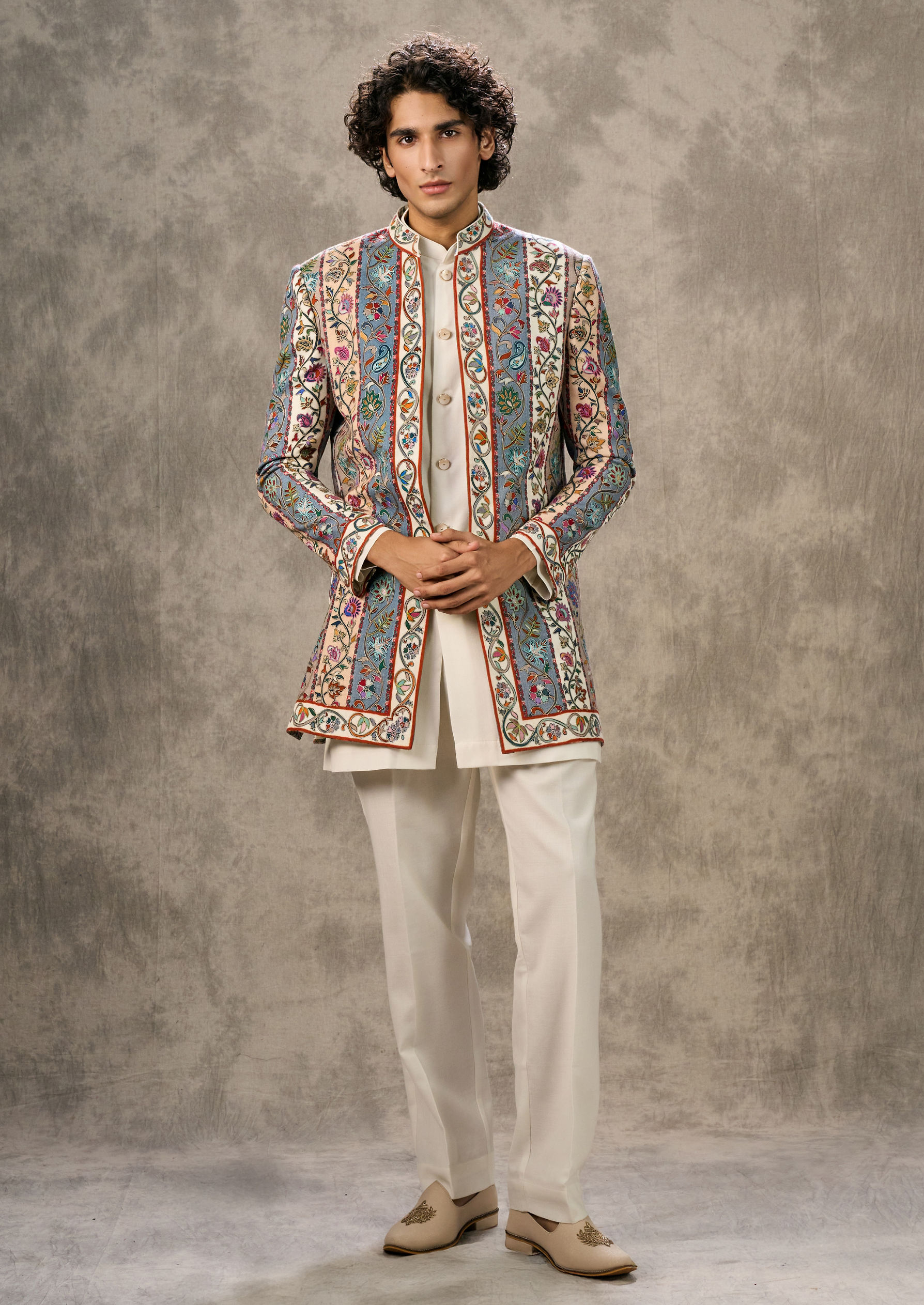 Twamev Men Elegant Cream Ensemble Indo Western