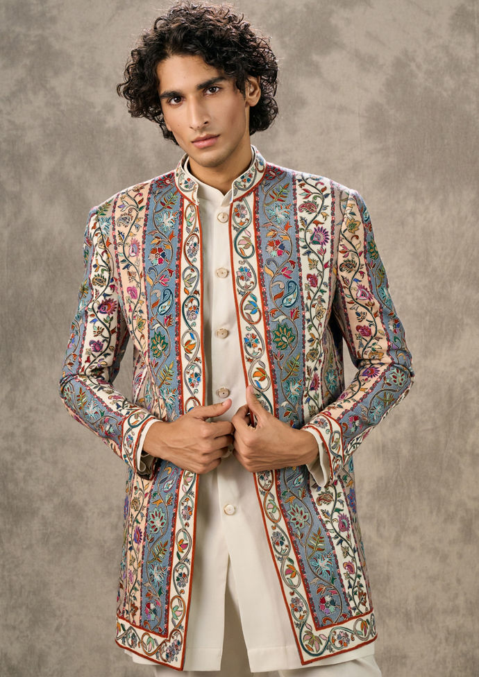 Twamev Men Elegant Cream Ensemble Indo Western