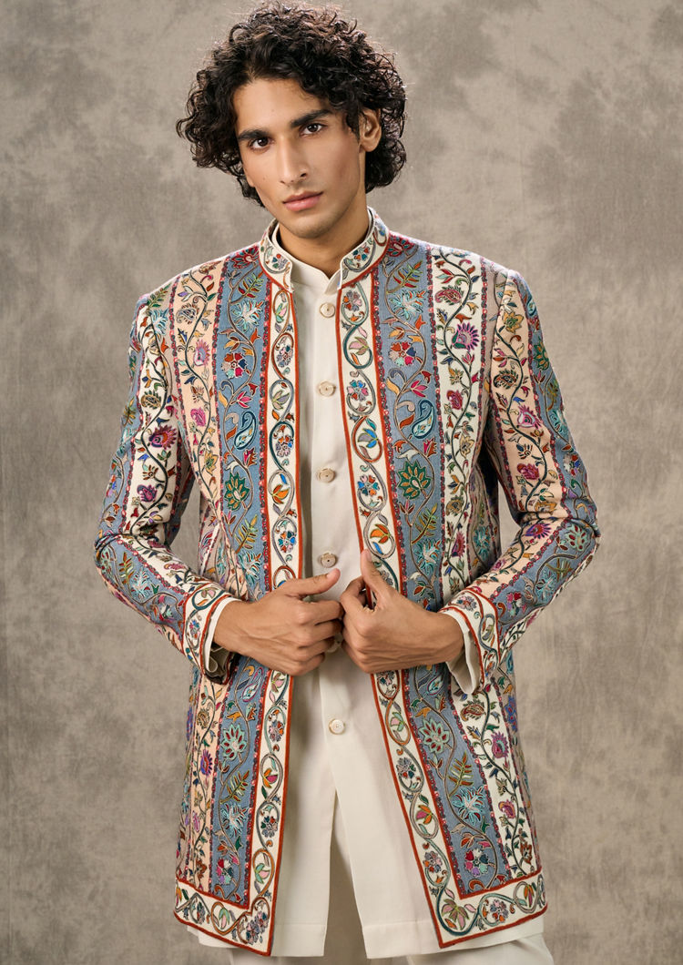 Twamev Men Elegant Cream Ensemble Indo Western