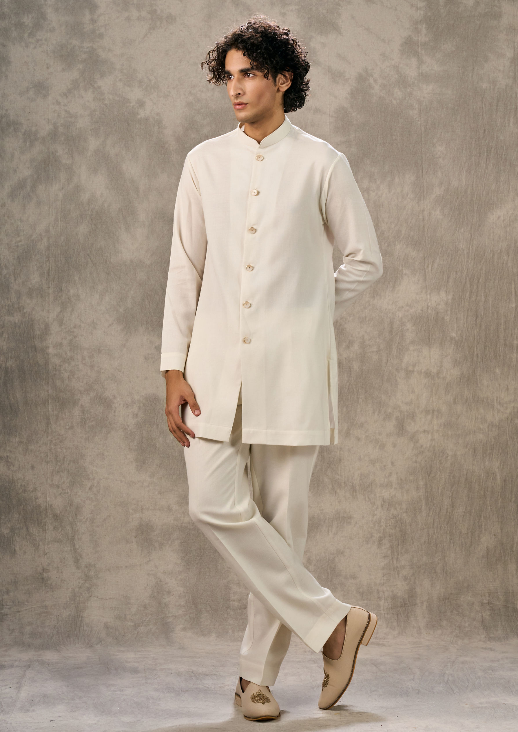 Twamev Men Elegant Cream Ensemble Indo Western