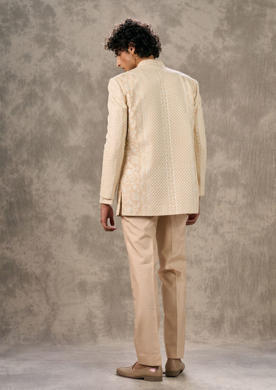Twamev Men Twinkling Beige Indo Western Ensemble