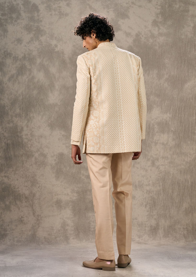Twamev Men Twinkling Beige Indo Western Ensemble