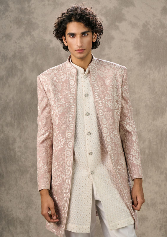 Twamev Men Dusty Pink Elegance Indo Western