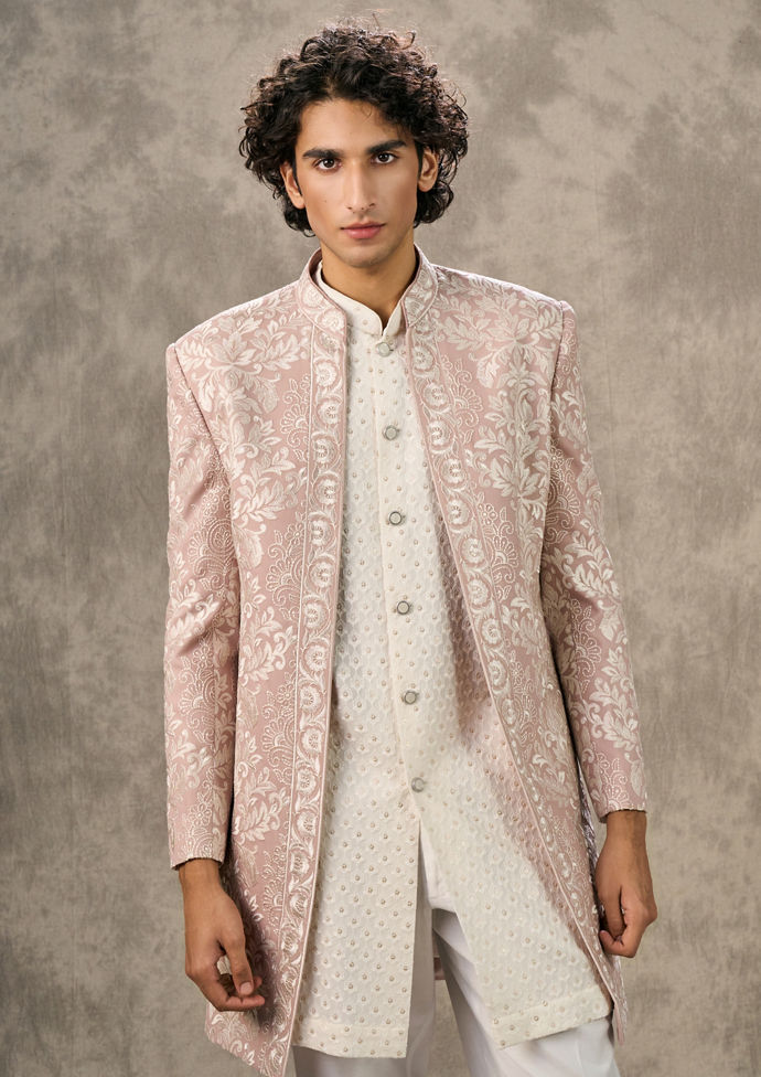 Twamev Men Dusty Pink Elegance Indo Western