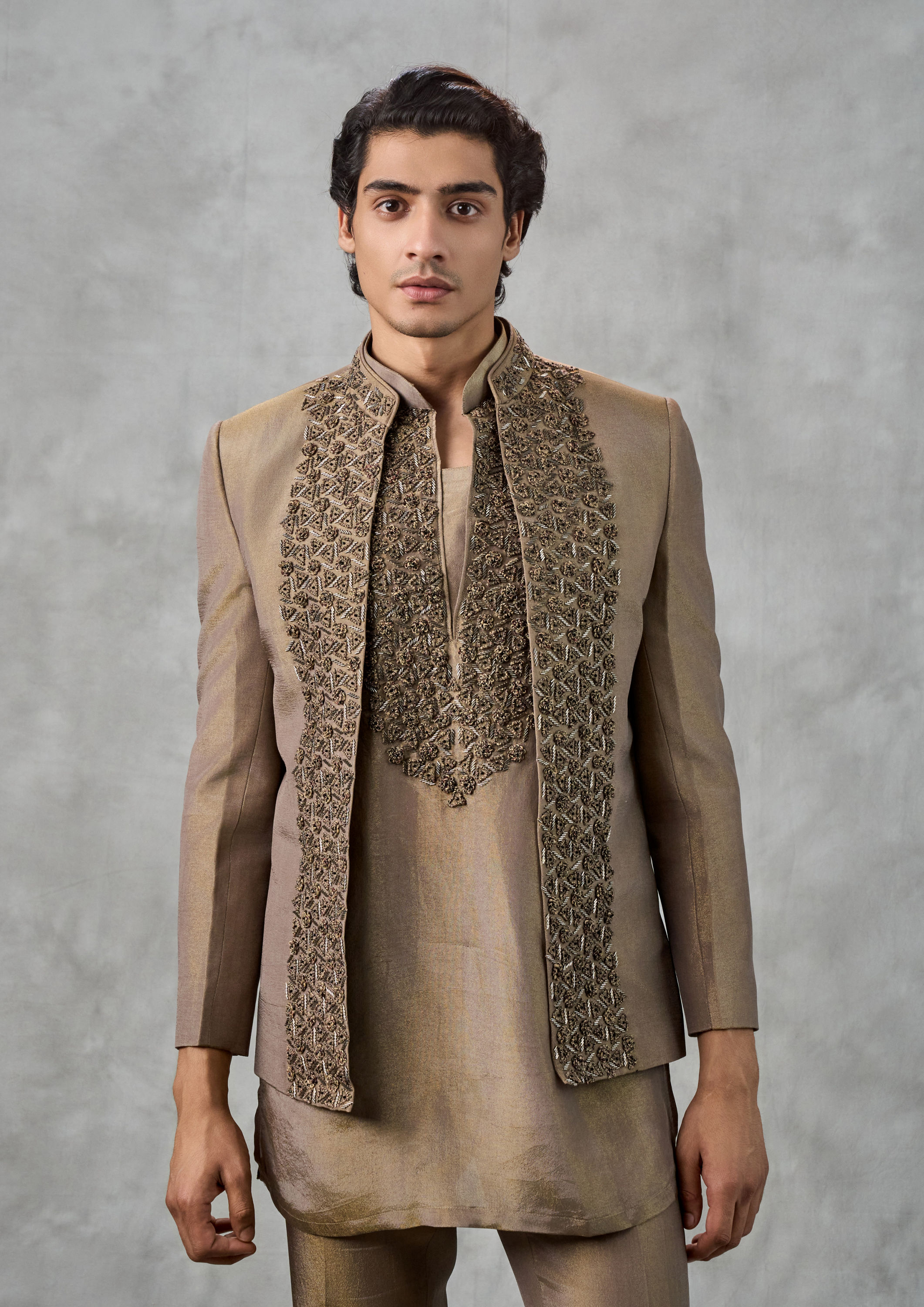 Twamev Men Regal Brown Indo Western Set