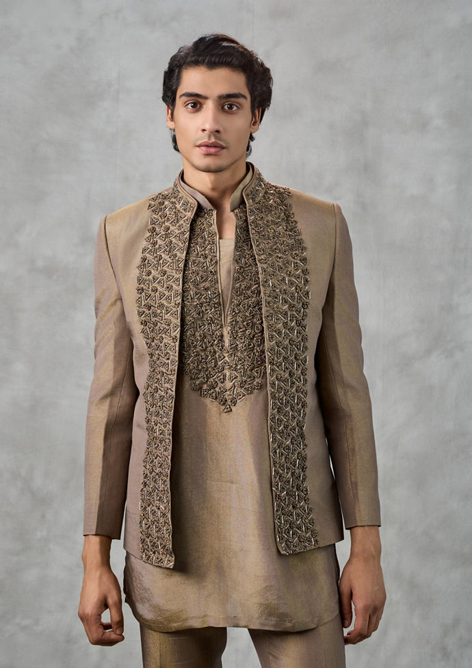 Twamev Men Regal Brown Indo Western Set