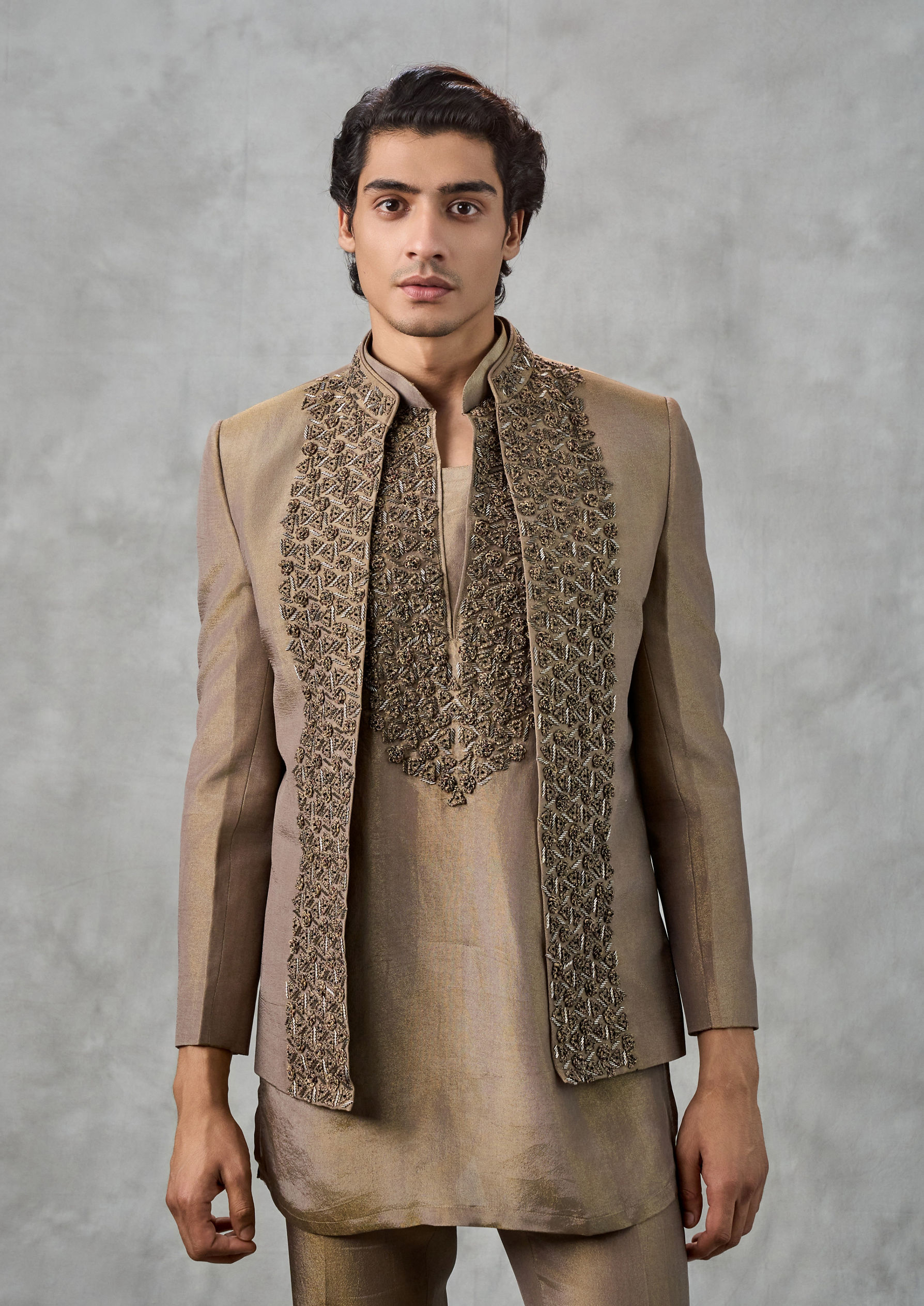 Twamev Men Regal Brown Indo Western Set