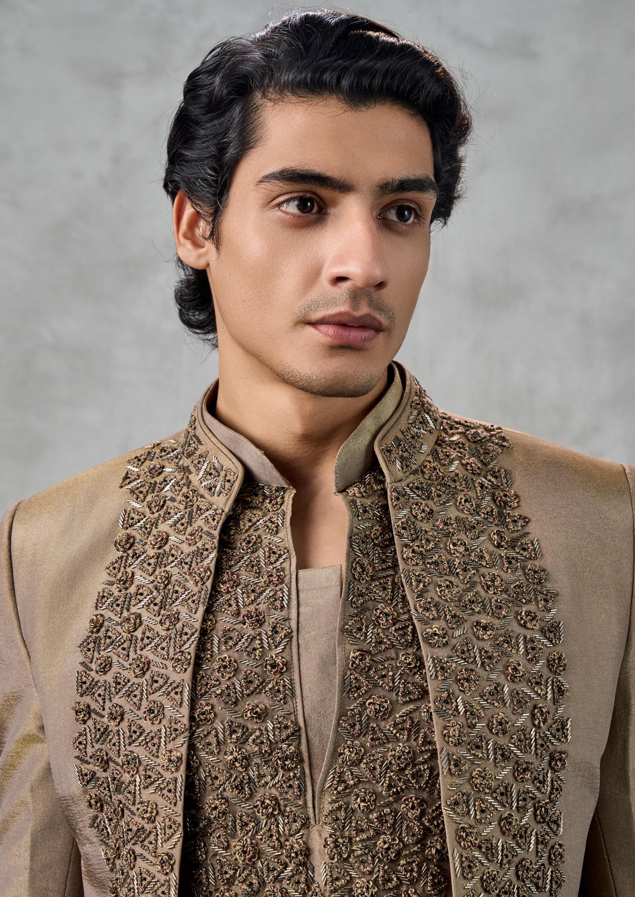 Twamev Men Regal Brown Indo Western Set