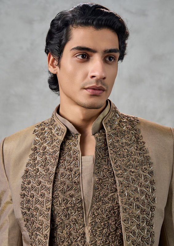 Twamev Men Regal Brown Indo Western Set