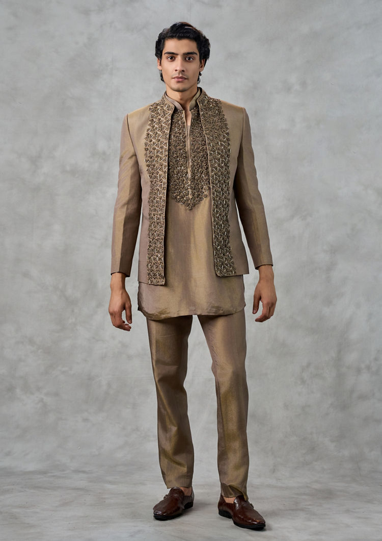 Twamev Men Regal Brown Indo Western Set
