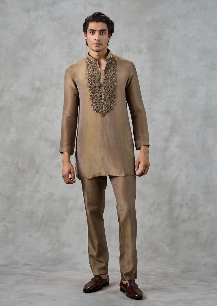 Twamev Men Regal Brown Indo Western Set