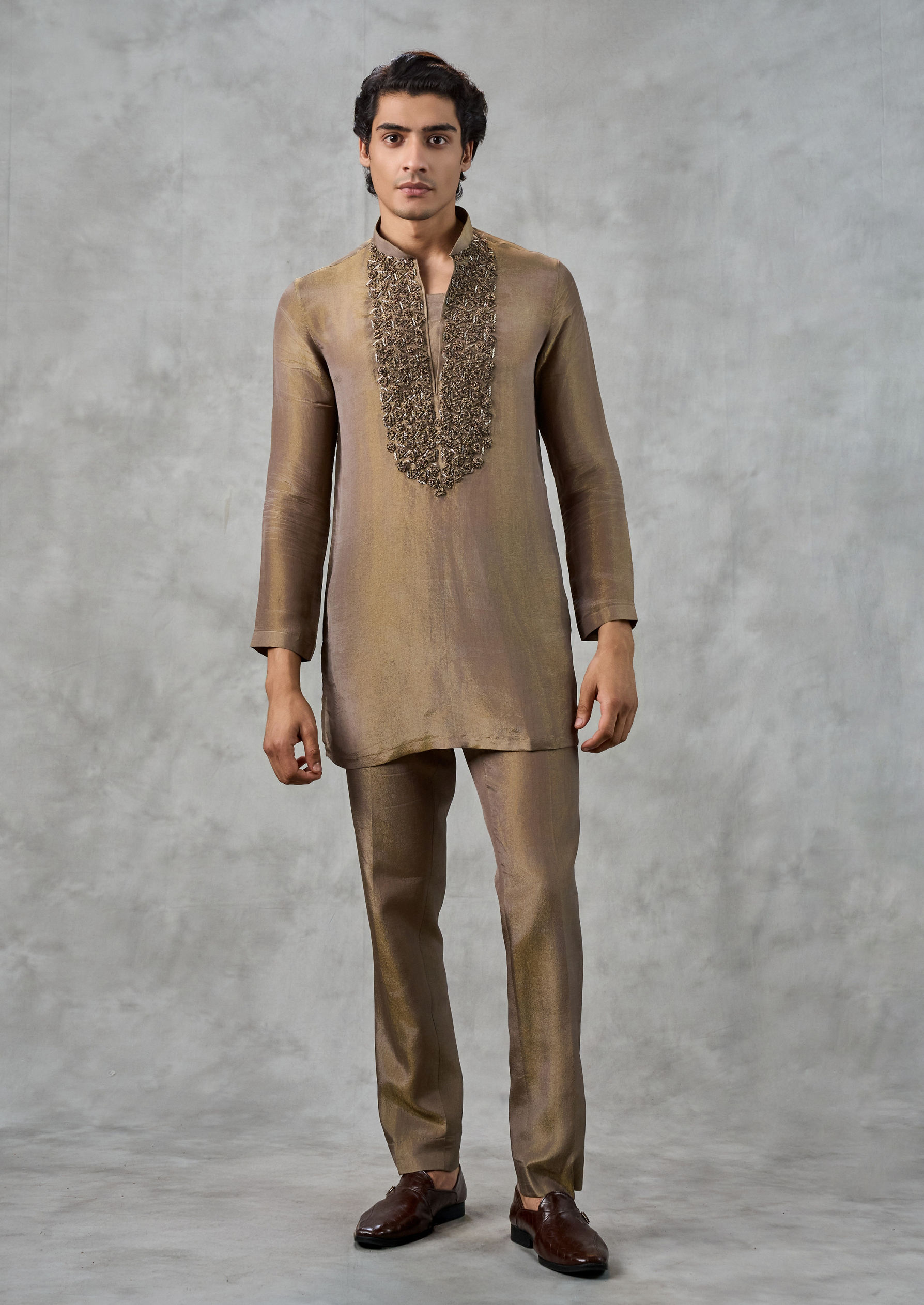 Twamev Men Regal Brown Indo Western Set