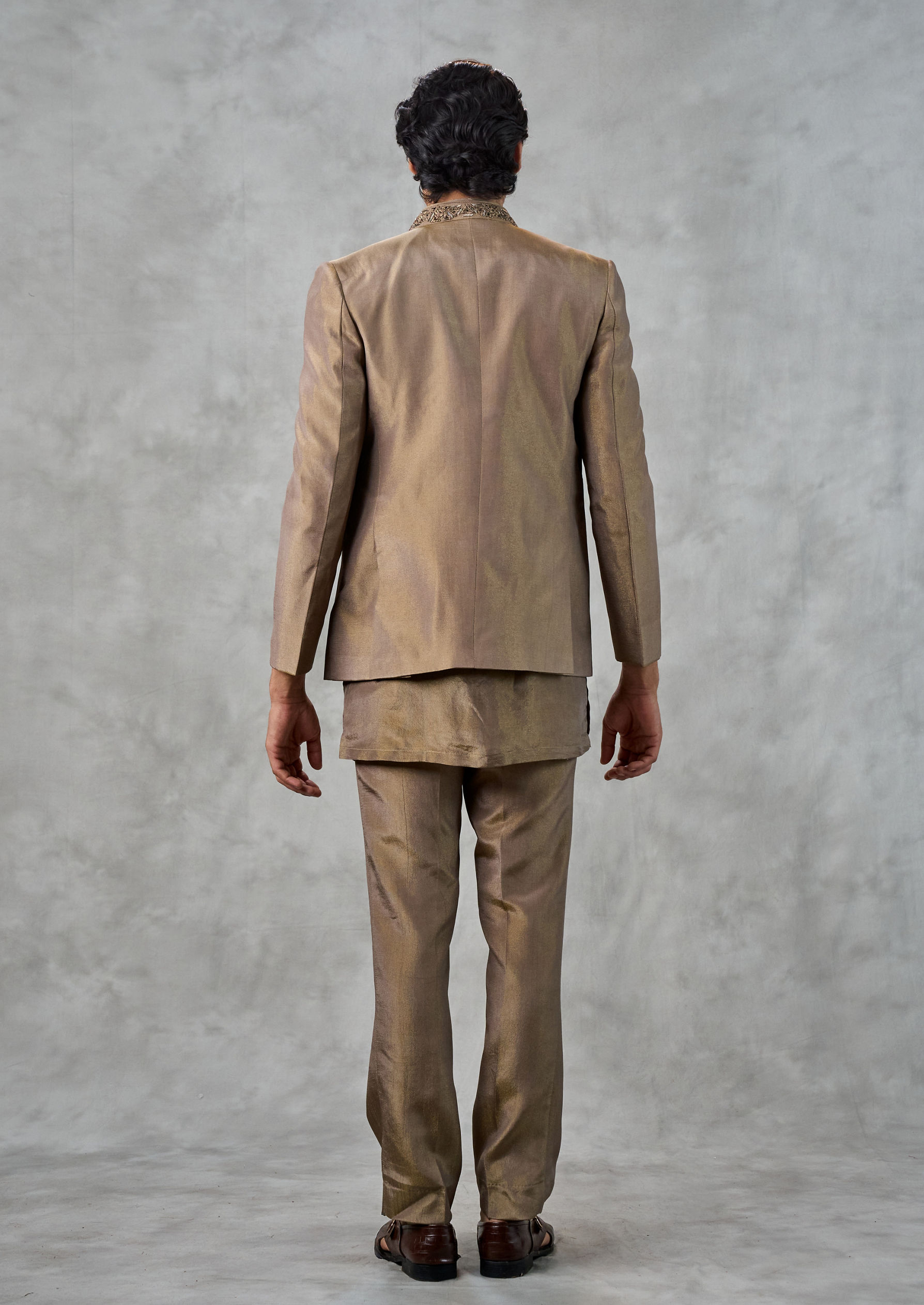 Twamev Men Regal Brown Indo Western Set