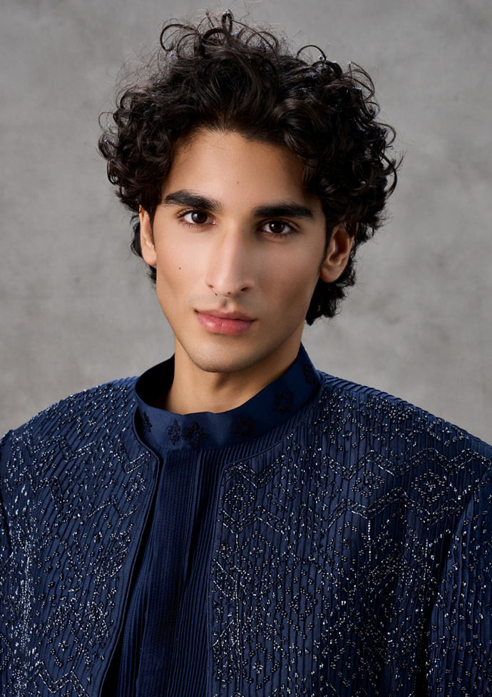 Twamev Men Dark Blue Elegance Indo Western