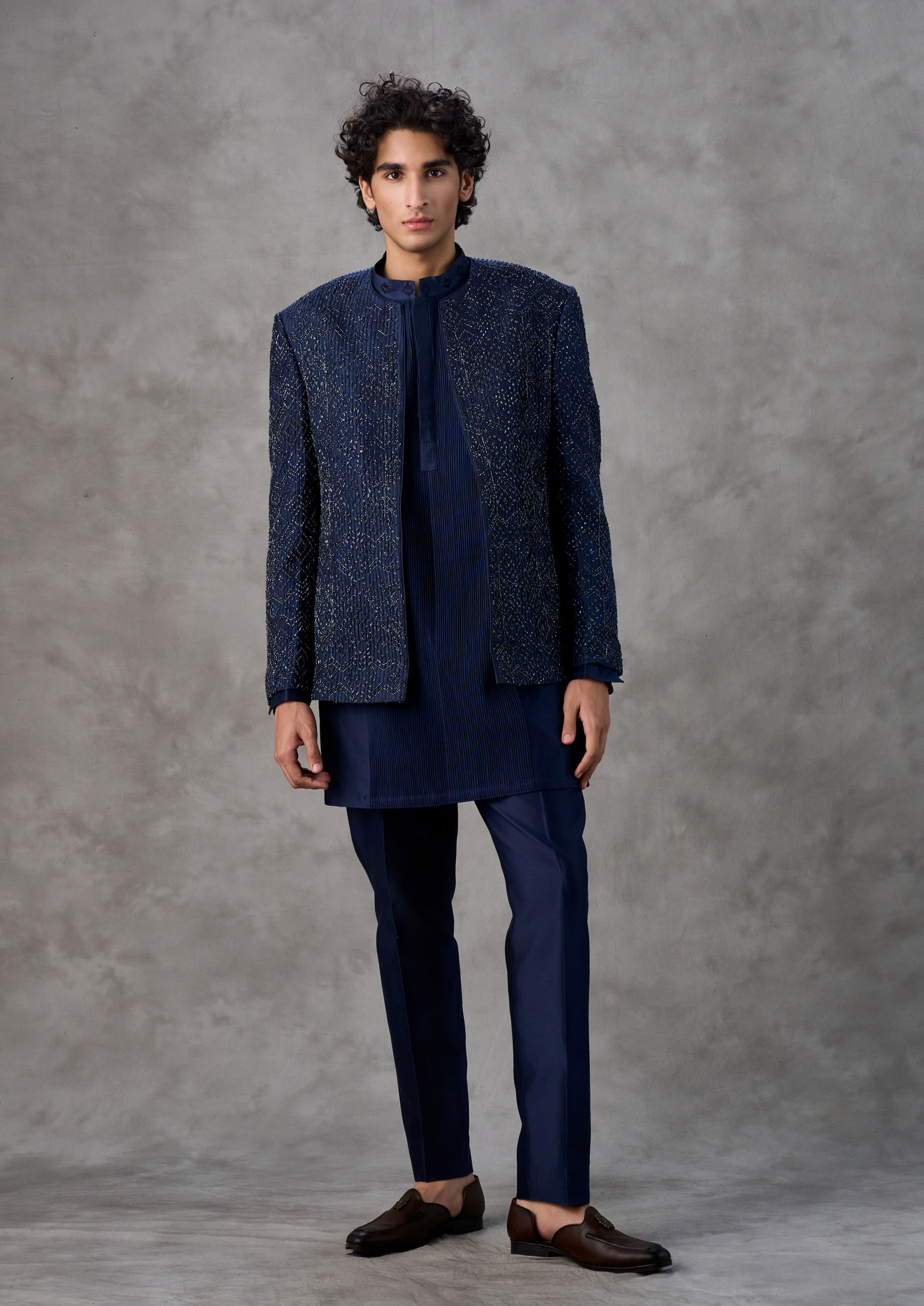 Twamev Men Dark Blue Elegance Indo Western