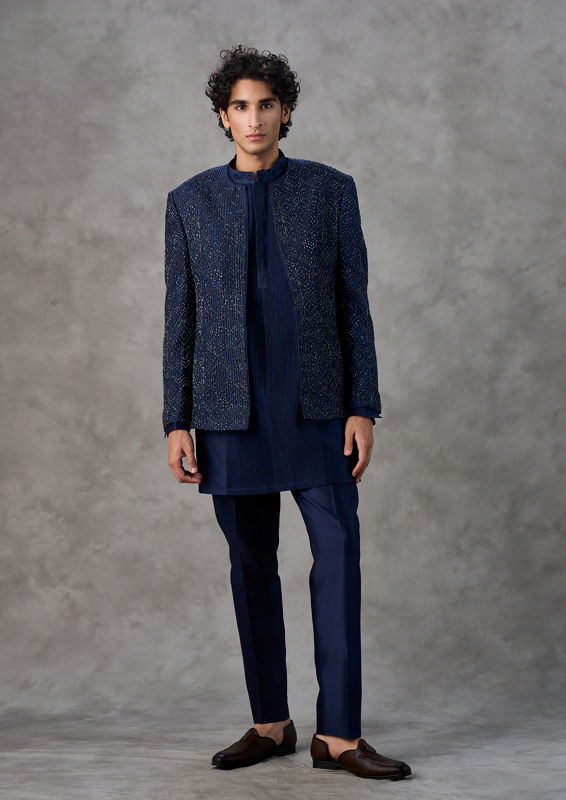 Twamev Men Dark Blue Elegance Indo Western