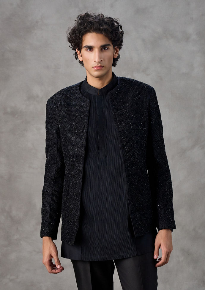 Twamev Men Black Elegance Indo Western