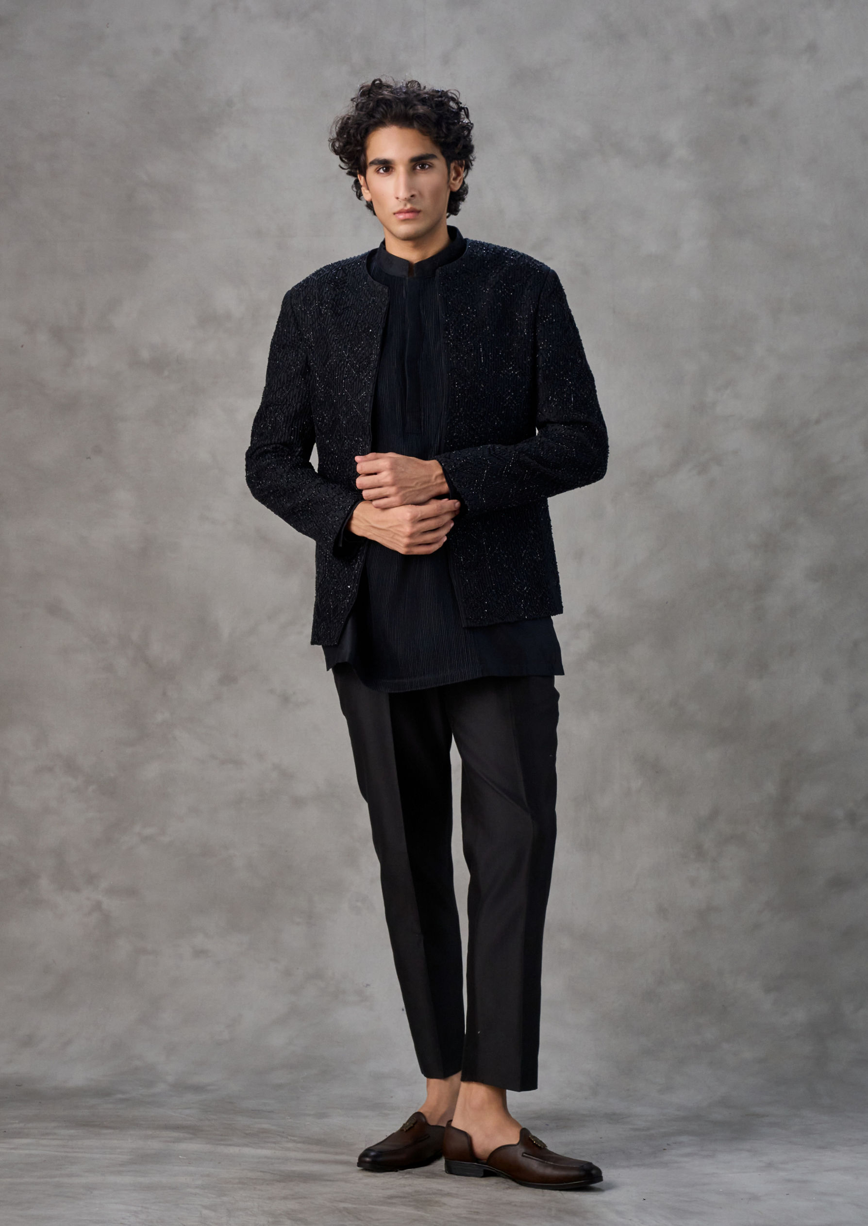 Twamev Men Black Elegance Indo Western