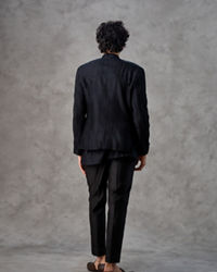 Twamev Men Black Sequin Hand Embroidered Indo Western Set