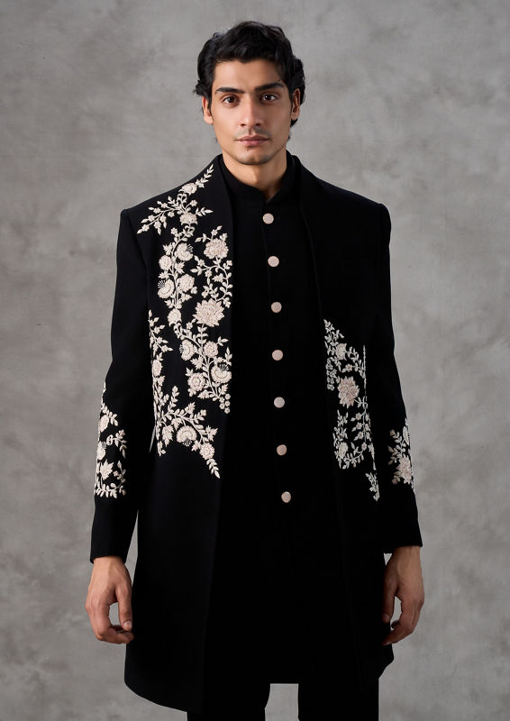 Twamev Men Black Majestic Creations Indo Western