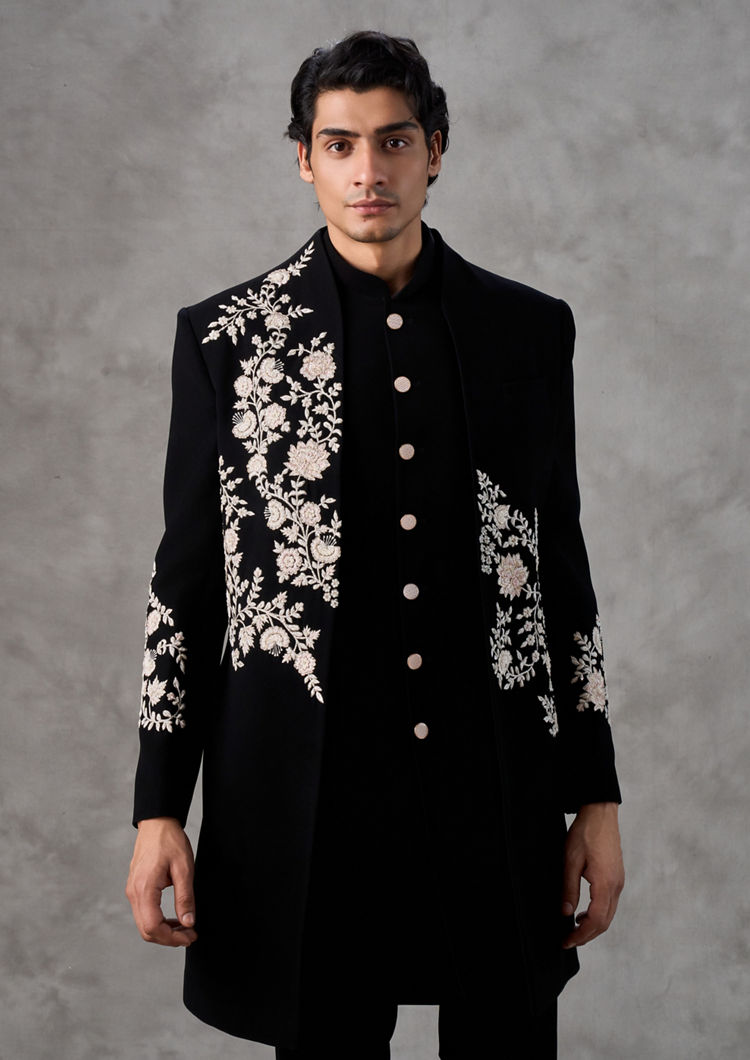Twamev Men Black Majestic Creations Indo Western