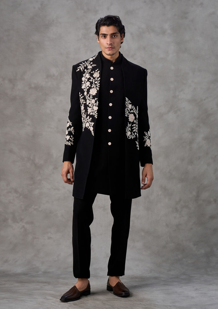 Twamev Men Black Majestic Creations Indo Western