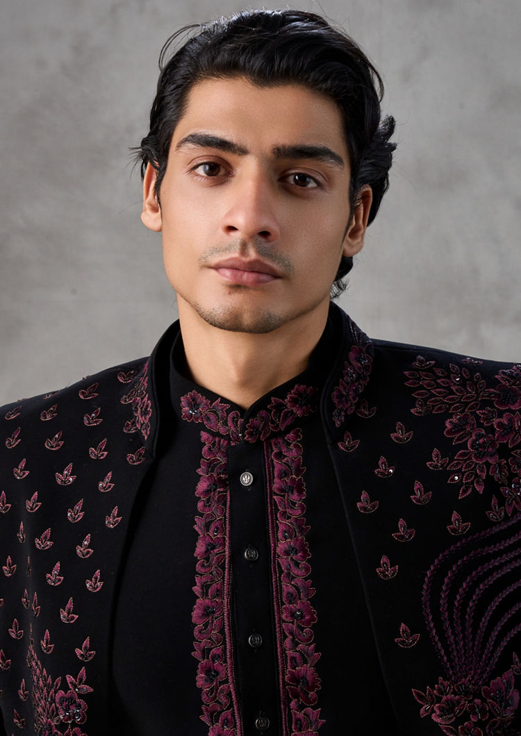 Twamev Men Black Elegance Indo Western