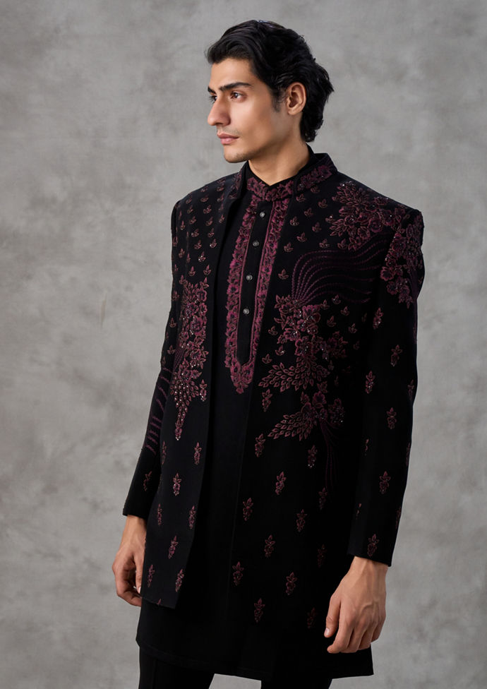 Twamev Men Black Elegance Indo Western