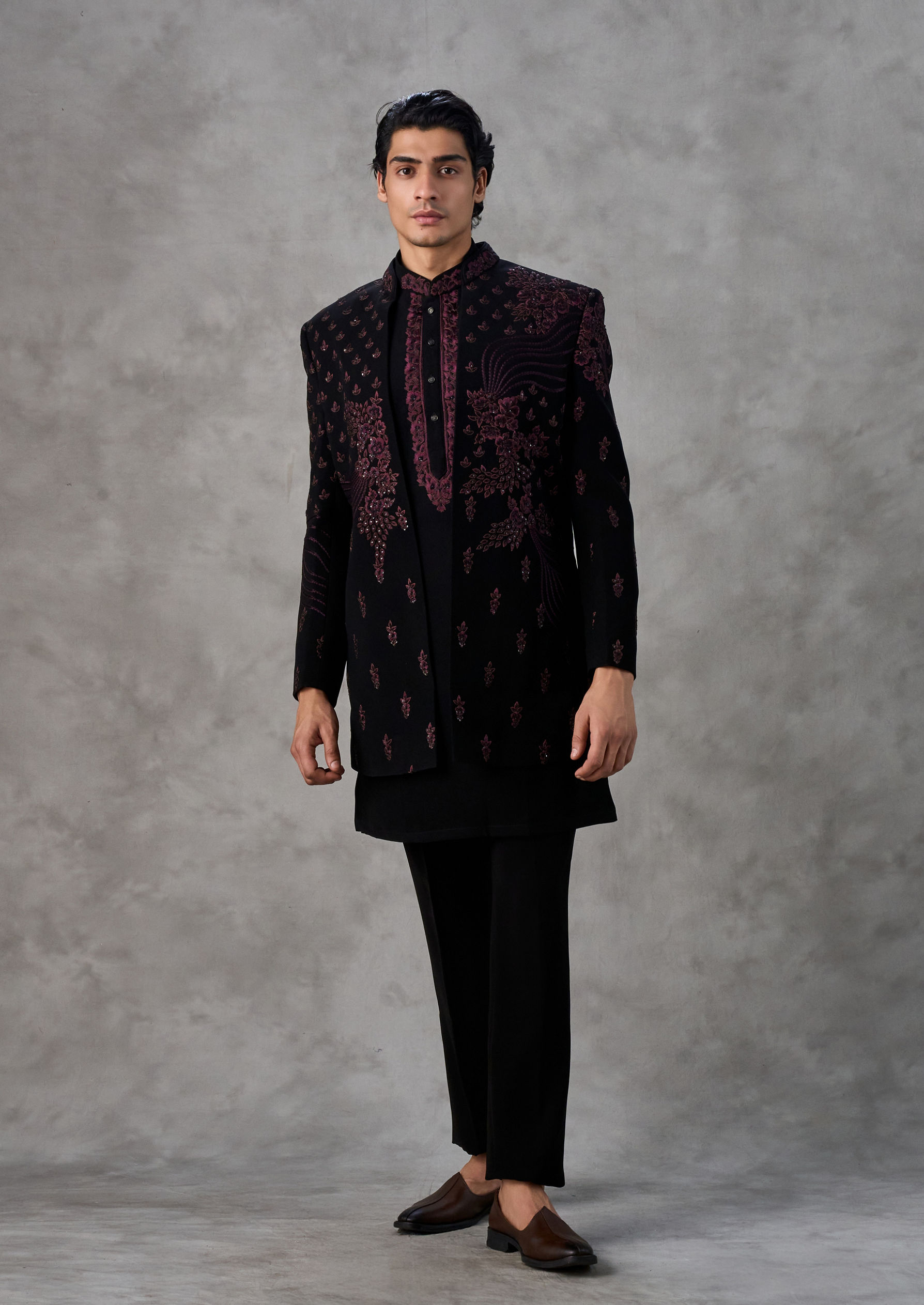 Twamev Men Black Elegance Indo Western