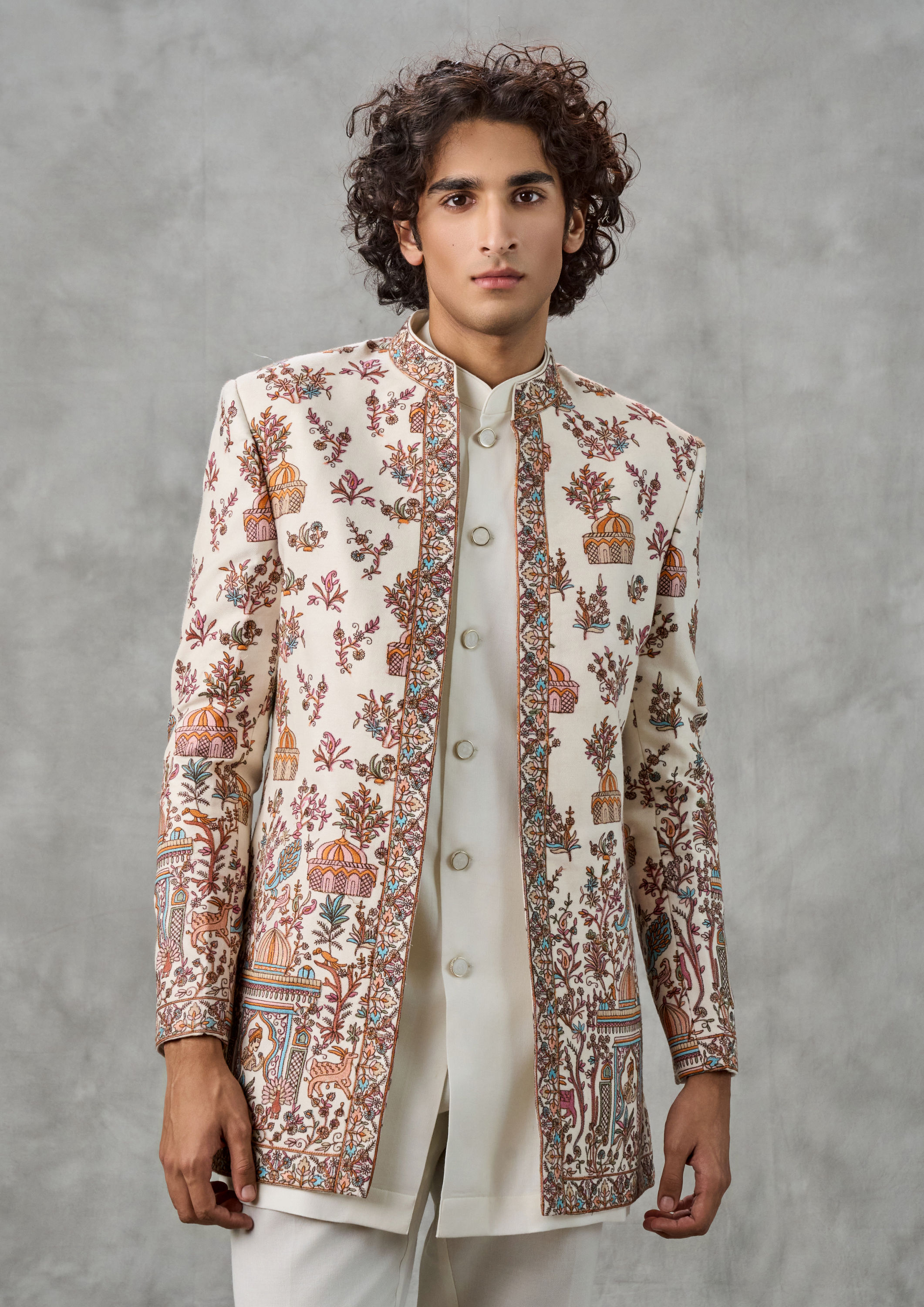 Twamev Men Creamy Elegance Blended Rayon Indo Western