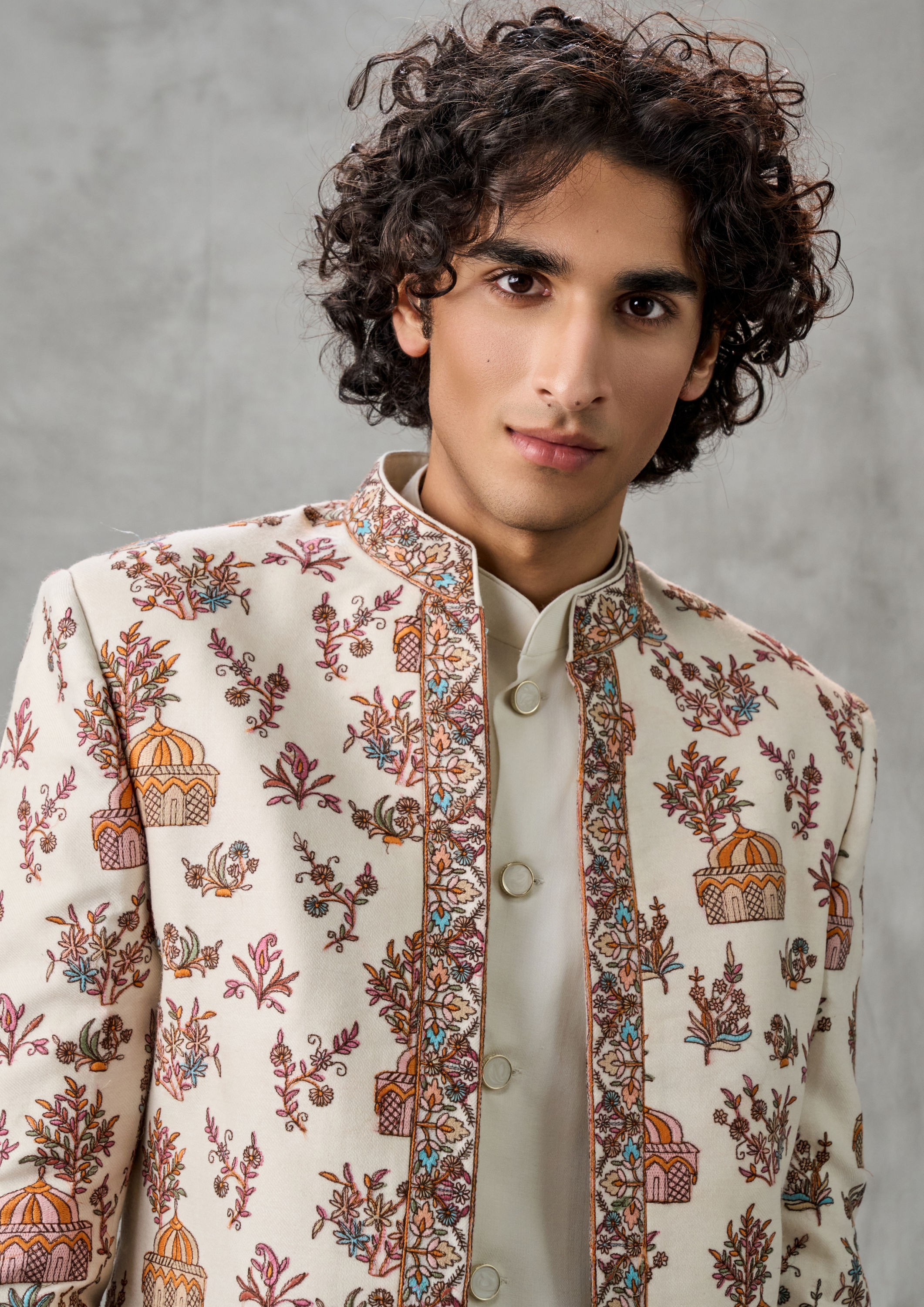 Twamev Men Creamy Elegance Blended Rayon Indo Western