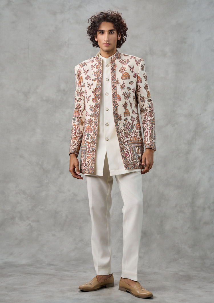 Twamev Men Creamy Elegance Blended Rayon Indo Western