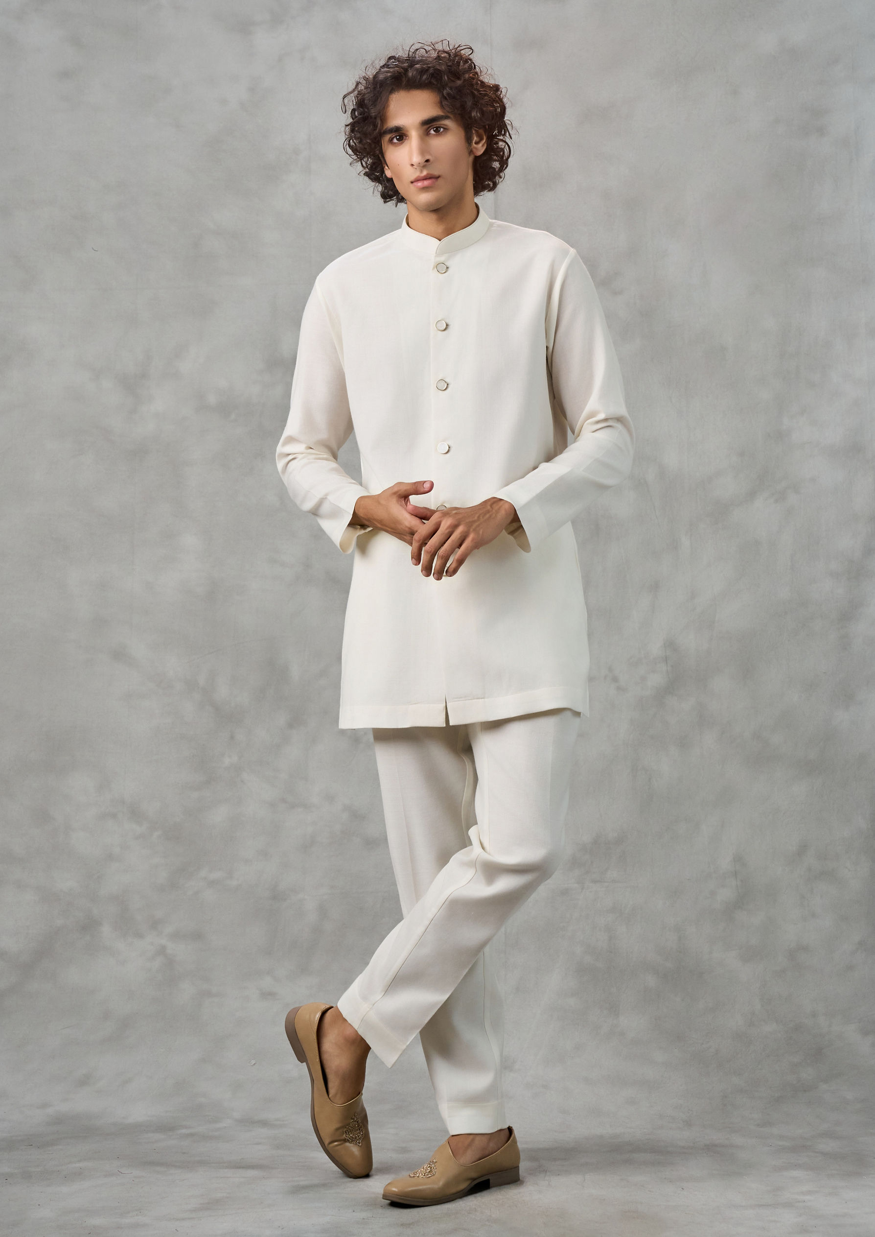 Twamev Men Creamy Elegance Blended Rayon Indo Western