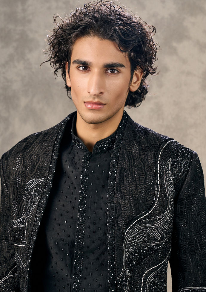 Twamev Men Black Elegance Indo Western