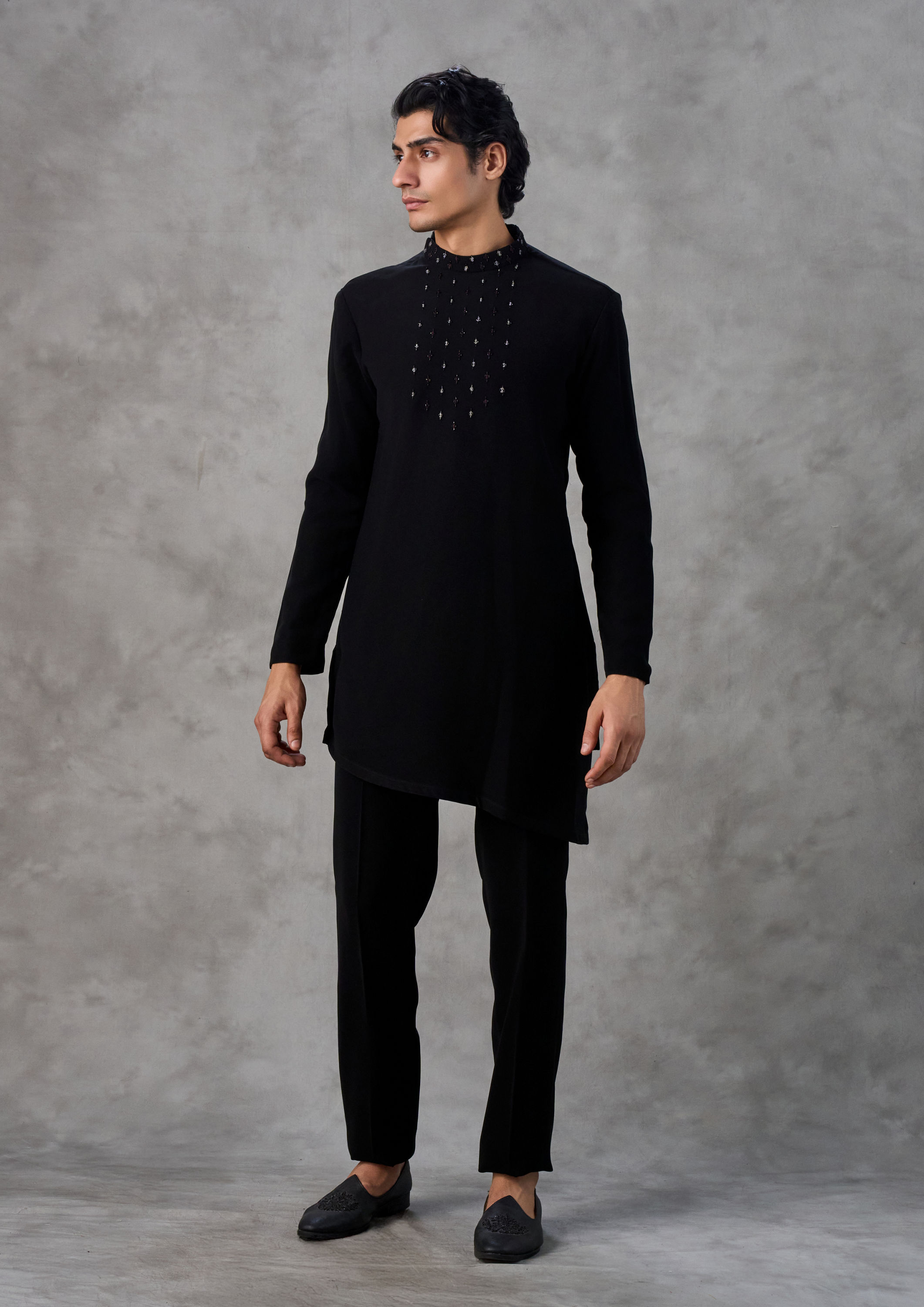 Twamev Men Dapper Black Indo Western Ensemble