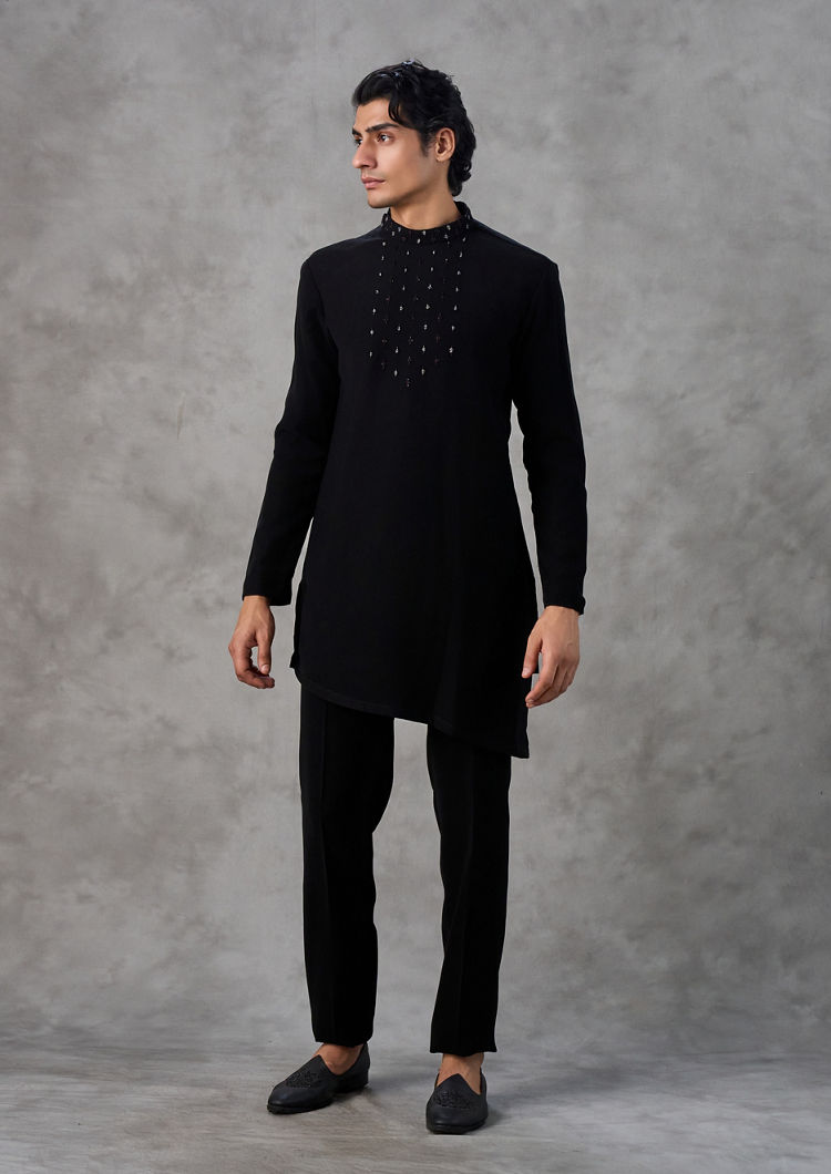 Twamev Men Dapper Black Indo Western Ensemble