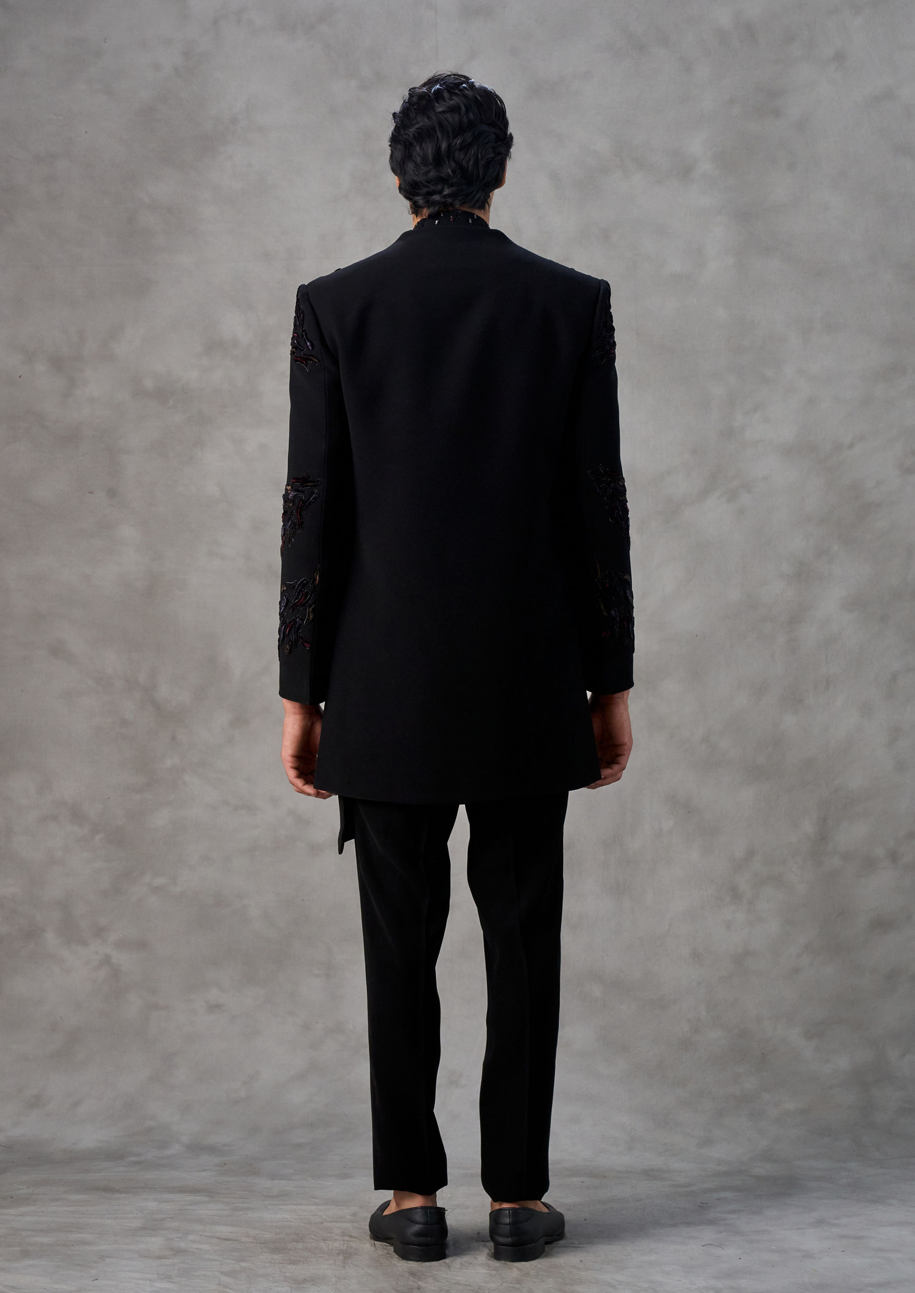 Twamev Men Dapper Black Indo Western Ensemble