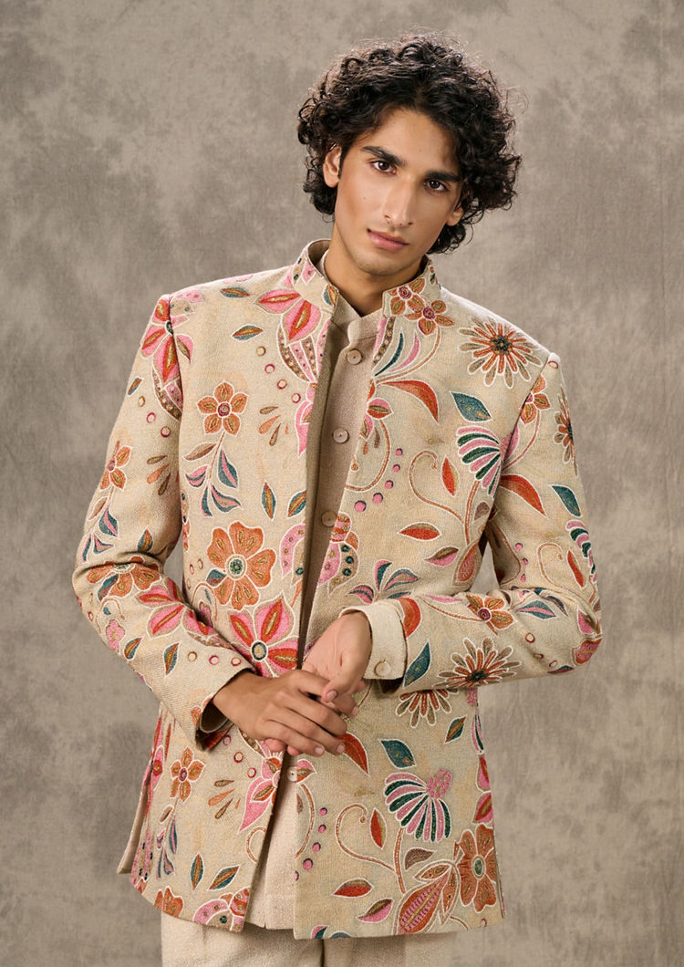 Twamev Men Beige Elegance Indo Western