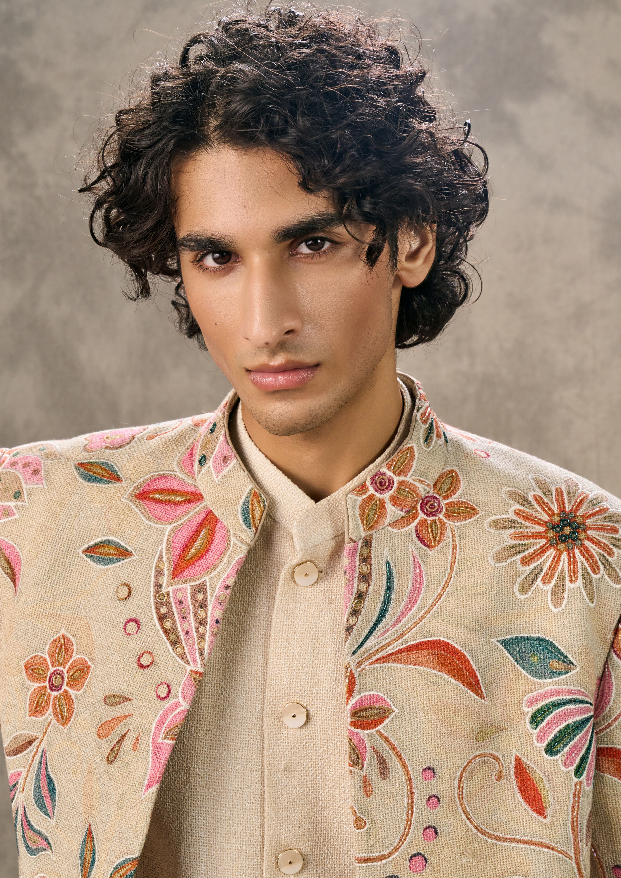 Twamev Men Beige Elegance Indo Western