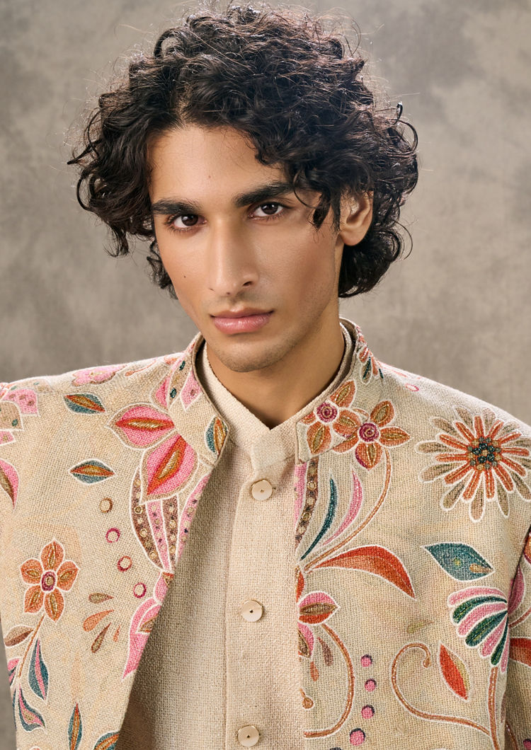 Twamev Men Beige Elegance Indo Western