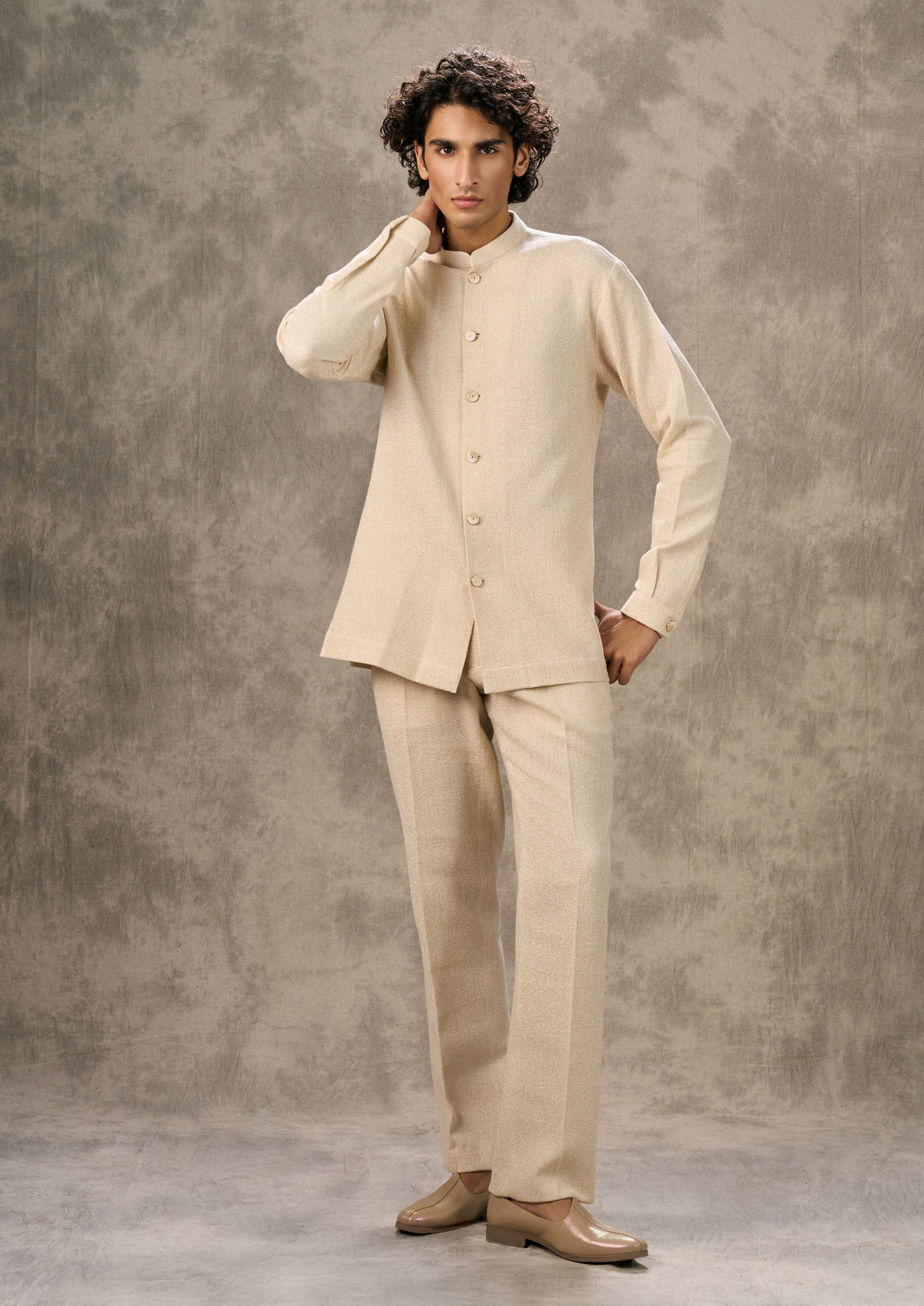 Twamev Men Beige Elegance Indo Western