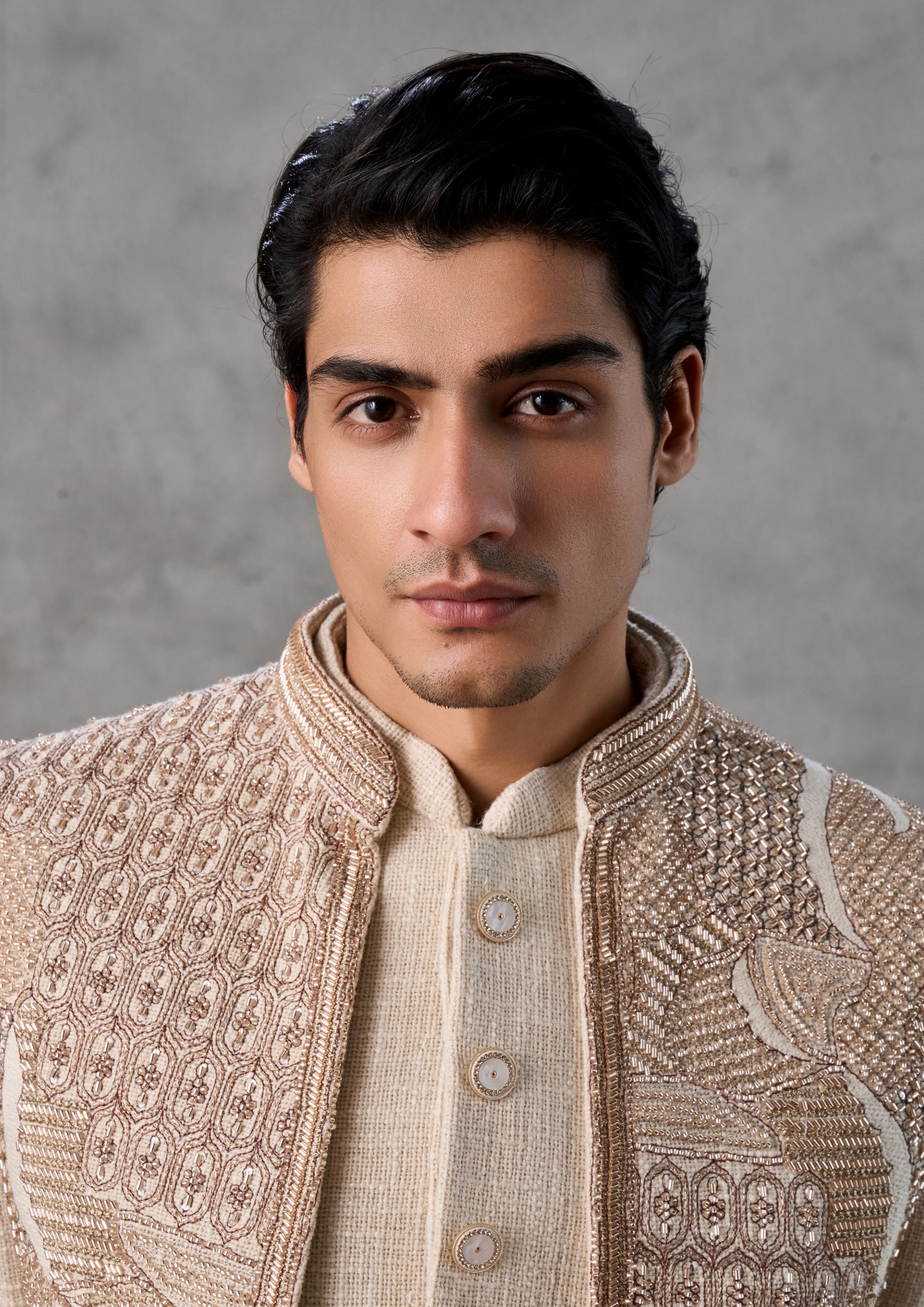 Twamev Men Beige Splendor Indo Western