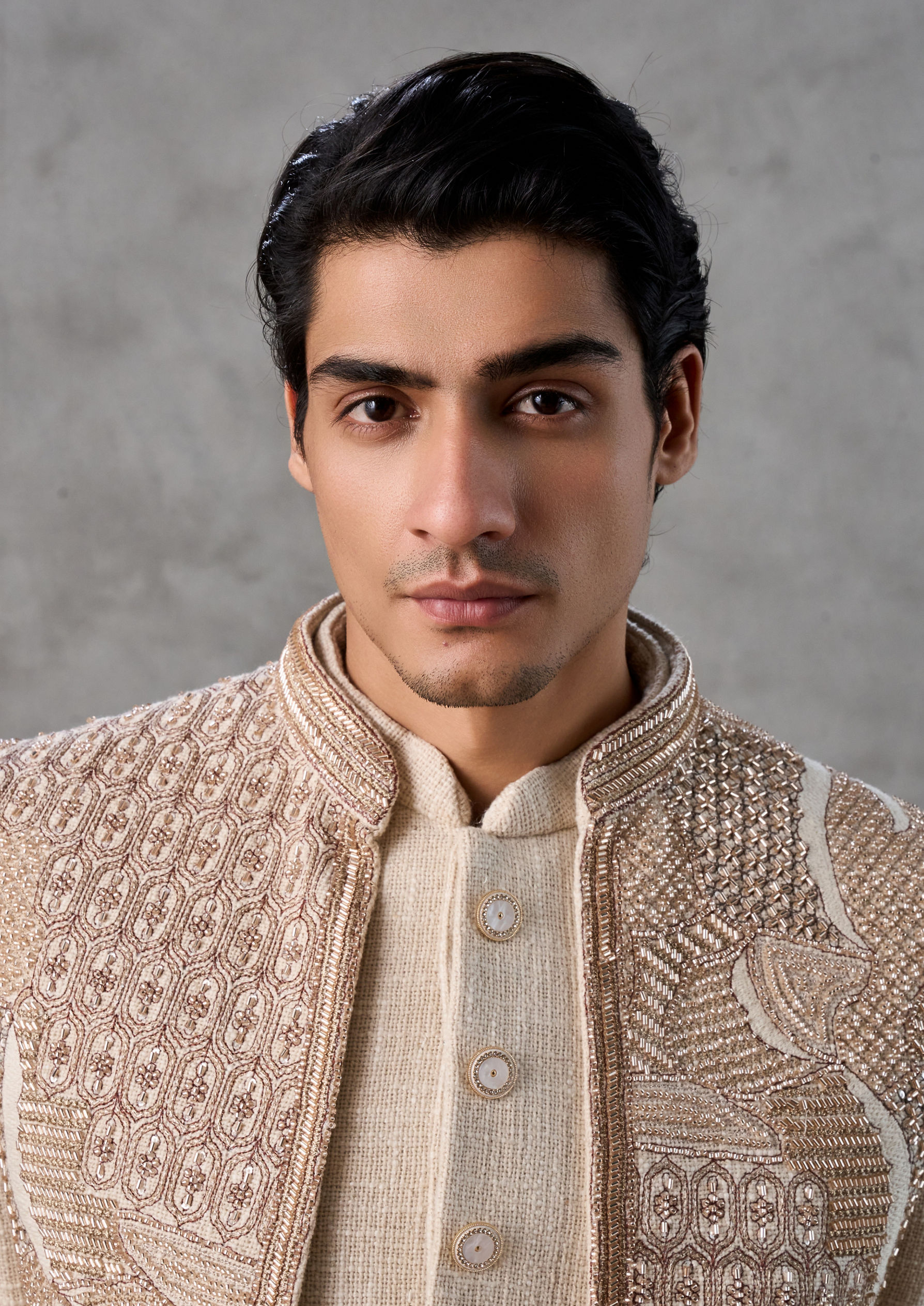 Twamev Men Beige Splendor Indo Western