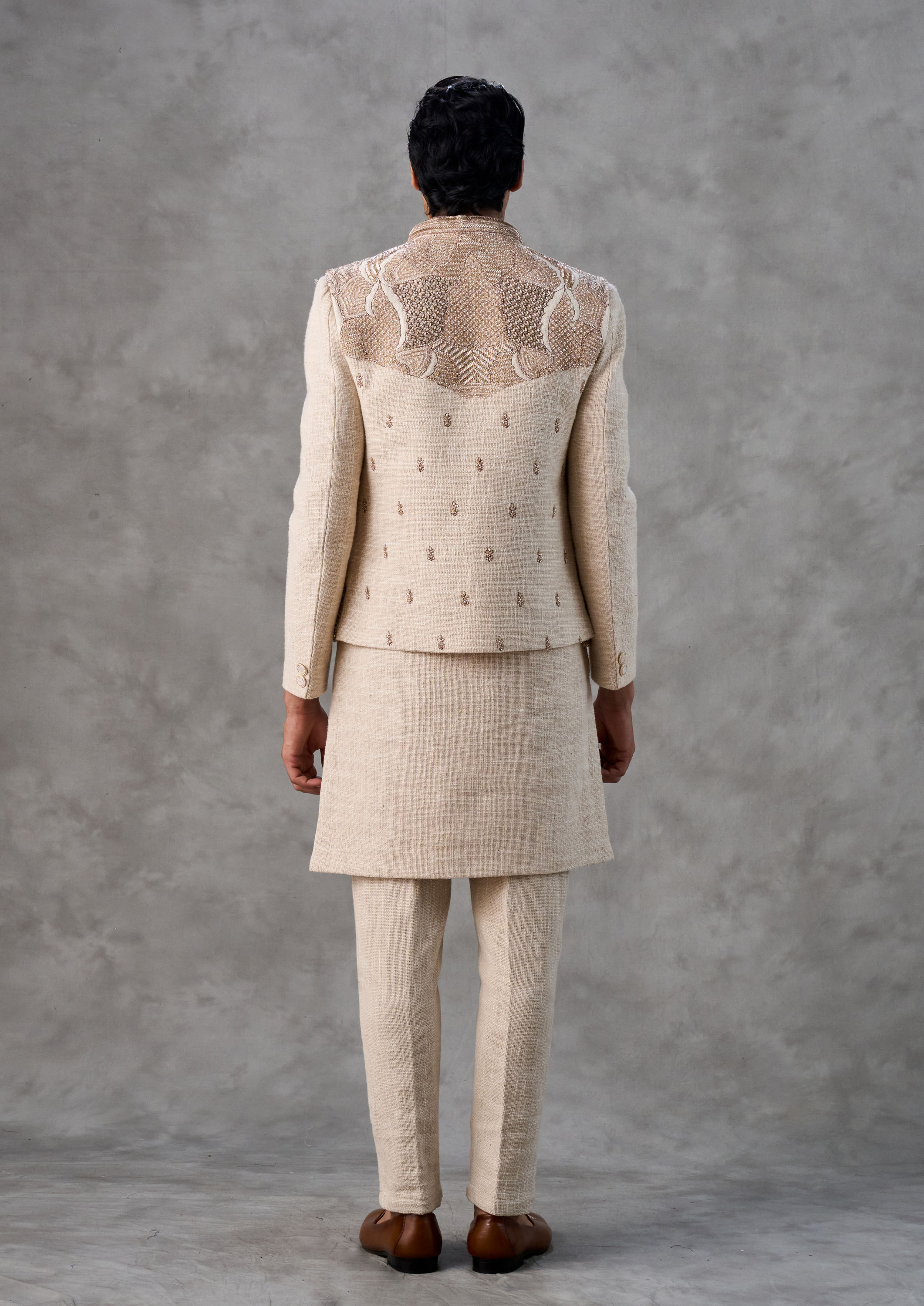 Twamev Men Beige Splendor Indo Western