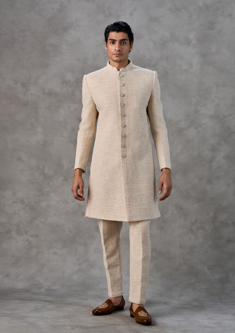 Twamev Men Beige Splendor Indo Western