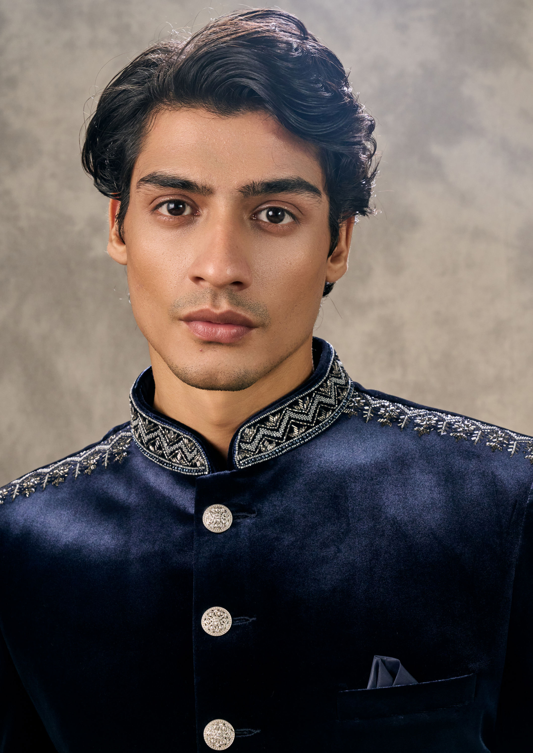 Twamev Men Velvety Dark Blue Splendour Indo Western