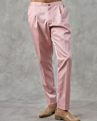 Twamev Men Dusty Pink Velvet Floral Thread Embroidered Indo Western Set