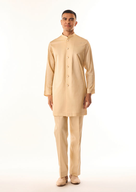 Twamev Men Red Art Silk Indo Western with Embroidery