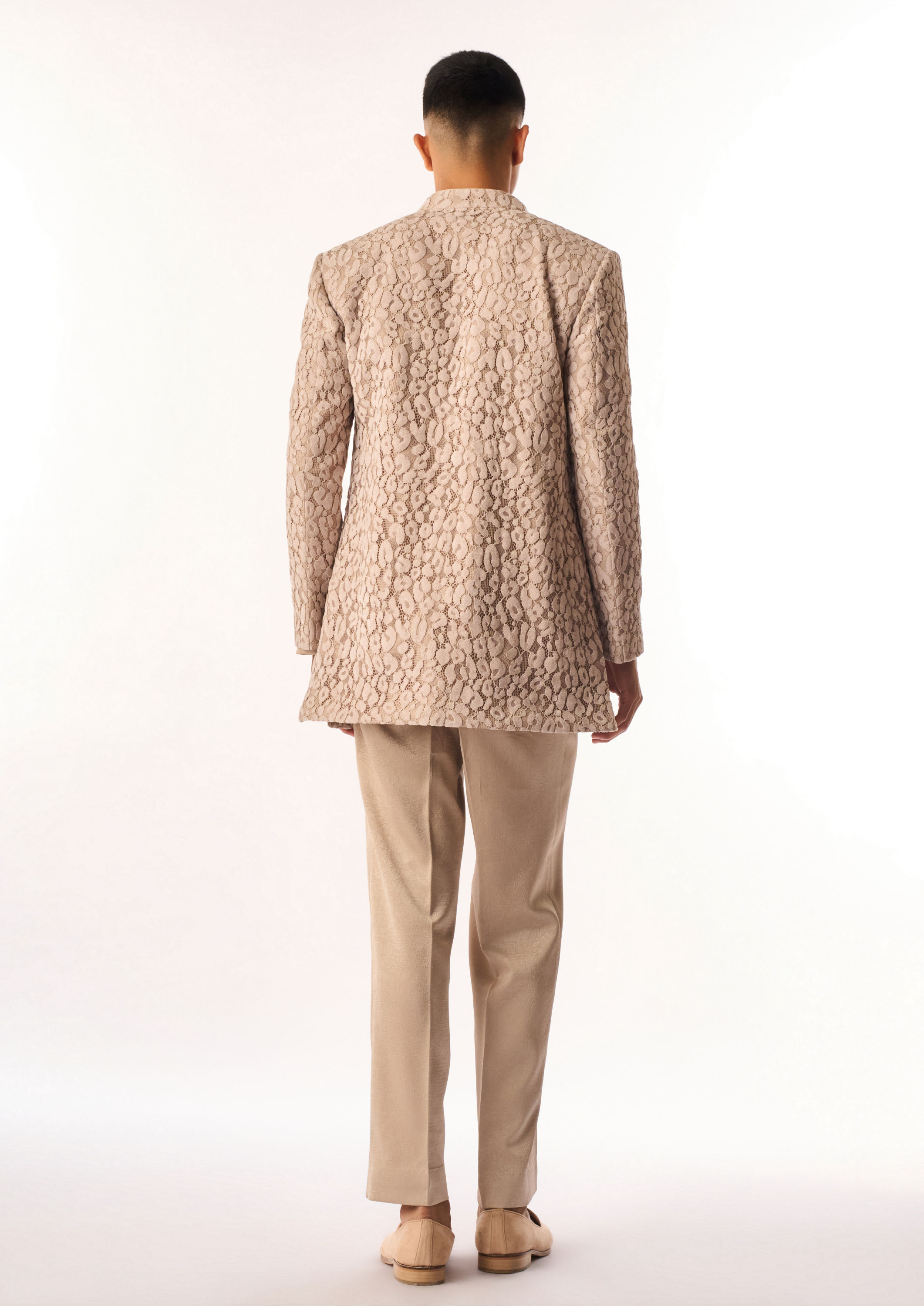 Twamev Men Fawn Velvet Indo Western